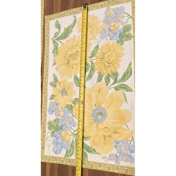 4 Butter Yellow and Blue Floral Grapes Placemats Cloth Great Condition Cottage - Picture 7 of 9